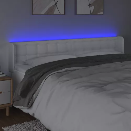  fehér műbőr LED-es fejtámla 163x16x78/88 cm