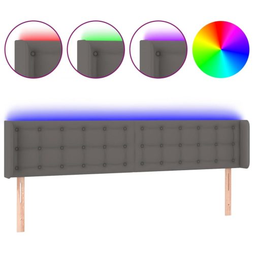  szürke bársony LED-es fejtámla 203x16x78/88 cm