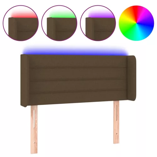  sötétbarna szövet LED-es fejtámla 93 x 16 x 78/88 cm