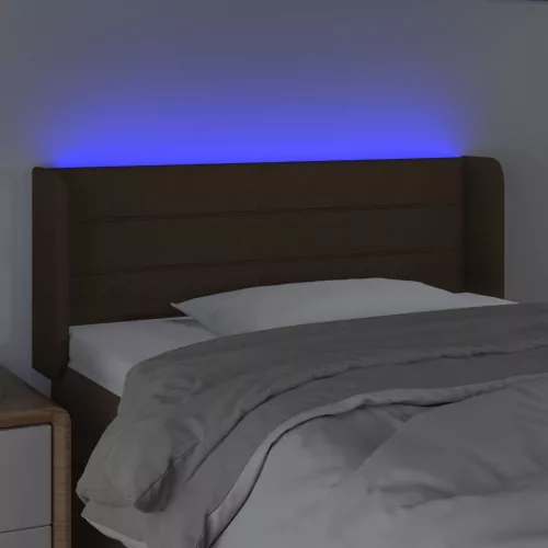 sötétbarna szövet LED-es fejtámla 93 x 16 x 78/88 cm