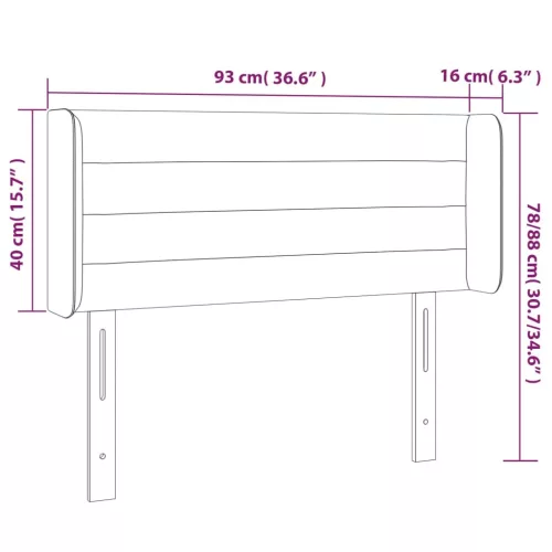  sötétbarna szövet LED-es fejtámla 93 x 16 x 78/88 cm