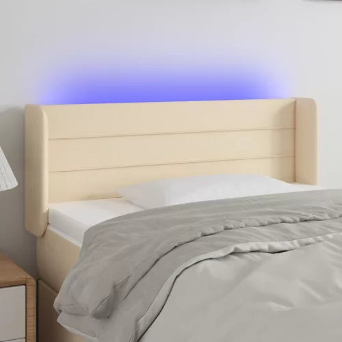  krémszínű szövet LED-es fejtámla 93 x 16 x 78/88 cm