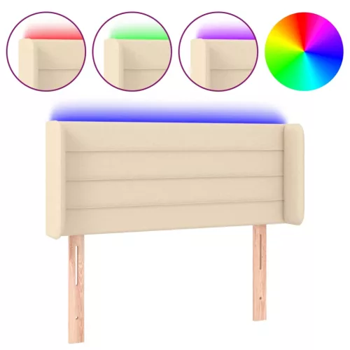 krémszínű szövet LED-es fejtámla 93 x 16 x 78/88 cm