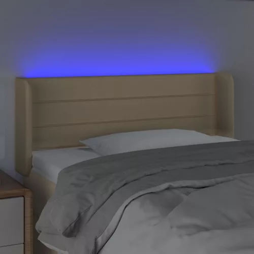  krémszínű szövet LED-es fejtámla 93 x 16 x 78/88 cm