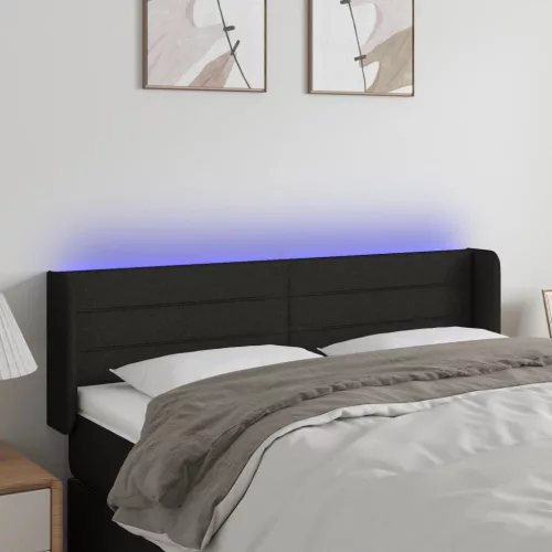  fekete szövet LED-es fejtámla 147 x 16 x 78/88 cm