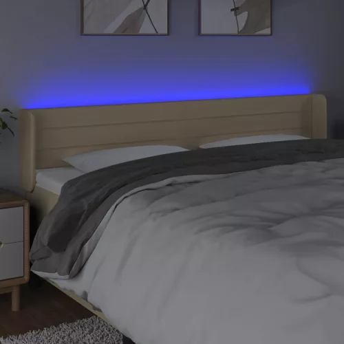  krémszínű szövet LED-es fejtámla 183 x 16 x 78/88 cm