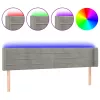  világosszürke bársony LED-es fejtámla 203 x 16 x 78/88 cm