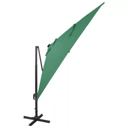  zöld konzolos napernyő rúddal és LED-fényekkel 300 cm
