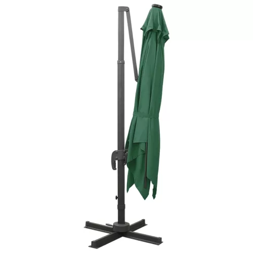  zöld konzolos napernyő rúddal és LED-fényekkel 300 cm