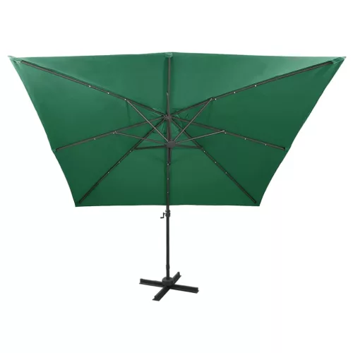  zöld konzolos napernyő rúddal és LED-fényekkel 300 cm