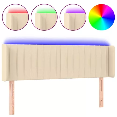  krémszínű szövet LED-es fejtámla 147 x 16 x 78/88 cm