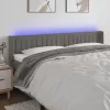  világosszürke bársony LED-es fejtámla 203 x 16 x 78/88 cm