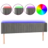  világosszürke bársony LED-es fejtámla 203 x 16 x 78/88 cm