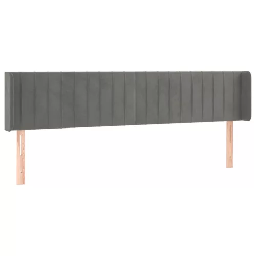  világosszürke bársony LED-es fejtámla 203 x 16 x 78/88 cm