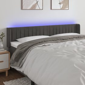    sötétszürke bársony LED-es fejtámla 203 x 16 x 78/88 cm
