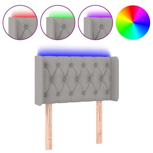  világosszürke szövet LED-es fejtámla 83 x 16 x 78/88 cm