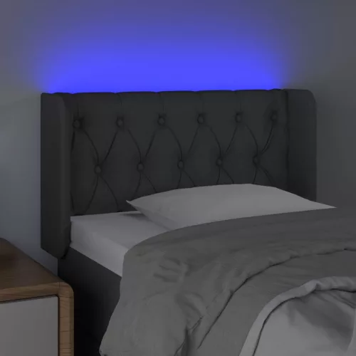  sötétszürke szövet LED-es fejtámla 83 x 16 x 78/88 cm