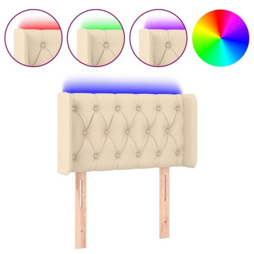  krémszínű szövet LED-es fejtámla 83 x 16 x 78/88 cm