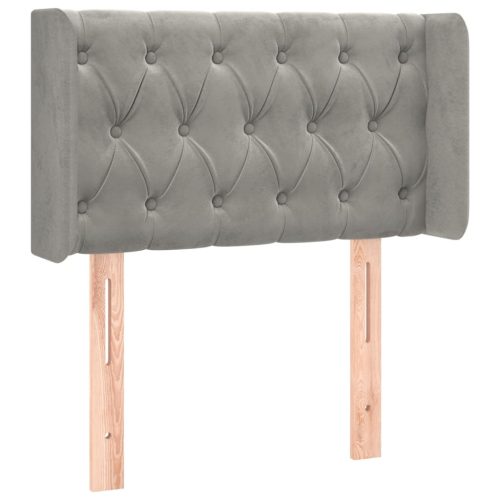  világosszürke bársony LED-es fejtámla 83 x 16 x 78/88 cm