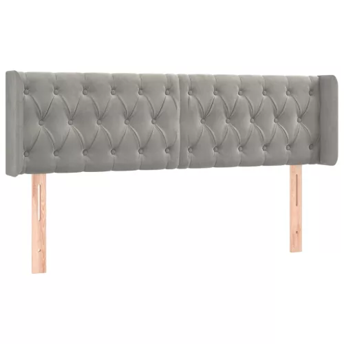  világosszürke bársony LED-es fejtámla 147 x 16 x 78/88 cm