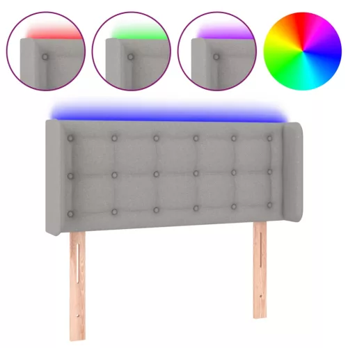  világosszürke szövet LED-es fejtámla 103 x 16 x 78/88 cm