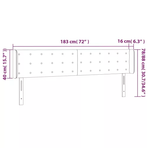  tópszínű szövet LED-es fejtámla 183 x 16 x 78/88 cm