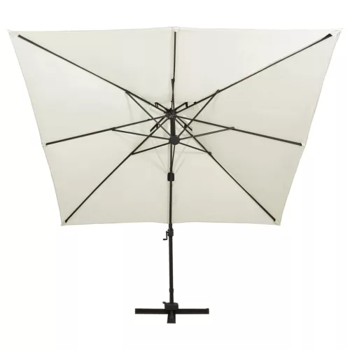  homokszínű dupla tetejű konzolos napernyő 300 x 300 cm