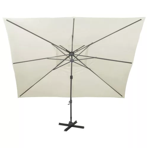  homokszínű dupla tetejű konzolos napernyő 400 x 300 cm