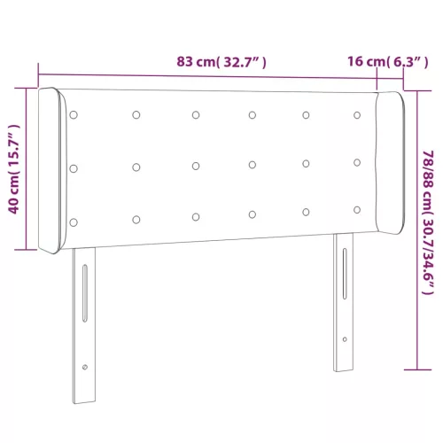  rózsaszín bársony LED-es fejtámla 83 x 16 x 78/88 cm 
