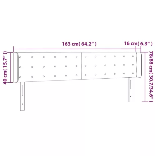  sötétszürke bársony LED-es fejtámla 163 x 16 x 78/88 cm