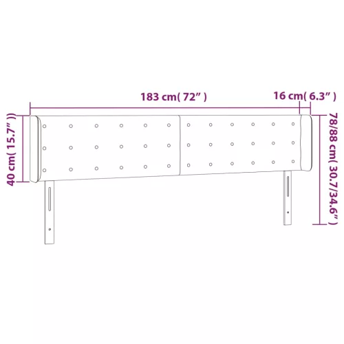 sötétzöld bársony LED-es fejtámla 183 x 16 x 78/88 cm