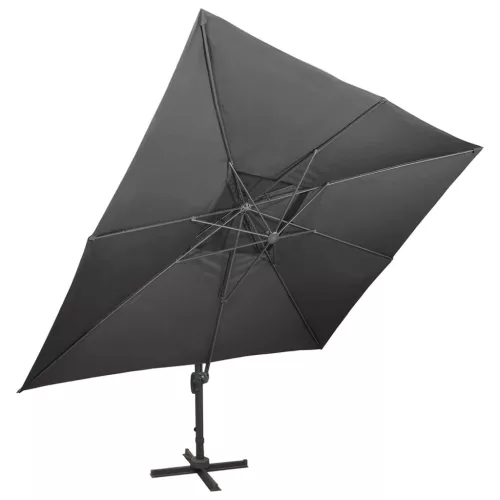  antracitszürke dupla tetejű konzolos napernyő 400 x 300 cm