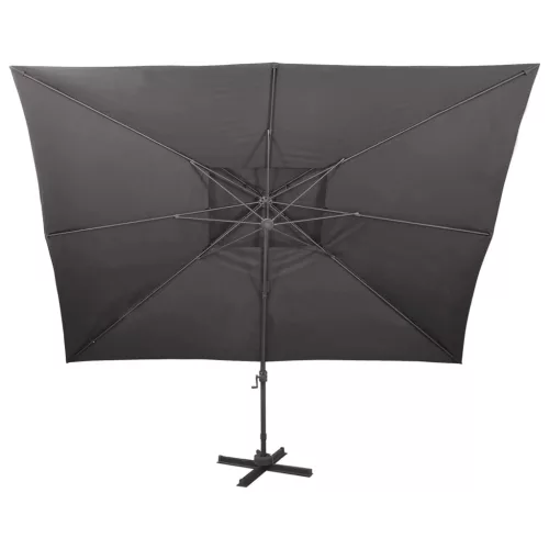  antracitszürke dupla tetejű konzolos napernyő 400 x 300 cm
