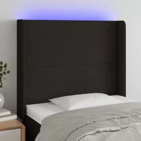  fekete szövet LED-es fejtámla 83x16x118/128 cm