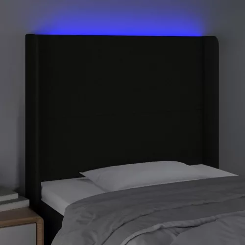 fekete szövet LED-es fejtámla 83x16x118/128 cm