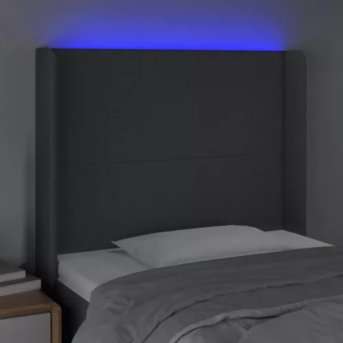  sötétszürke szövet LED-es fejtámla 103x16x118/128 cm