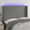  sötétszürke szövet LED-es fejtámla 147x16x118/128 cm
