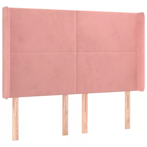  rózsaszín bársony LED-es fejtámla 147x16x118/128 cm