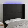  fekete műbőr LED-es fejtámla 83x16x118/128 cm