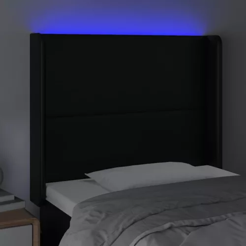  fekete műbőr LED-es fejtámla 83x16x118/128 cm