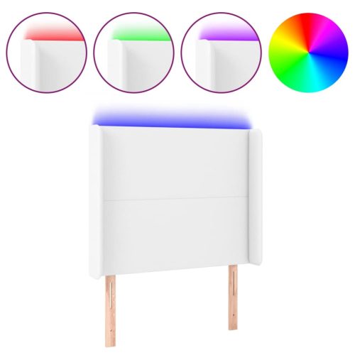  fehér műbőr LED-es fejtámla 103x16x118/128 cm