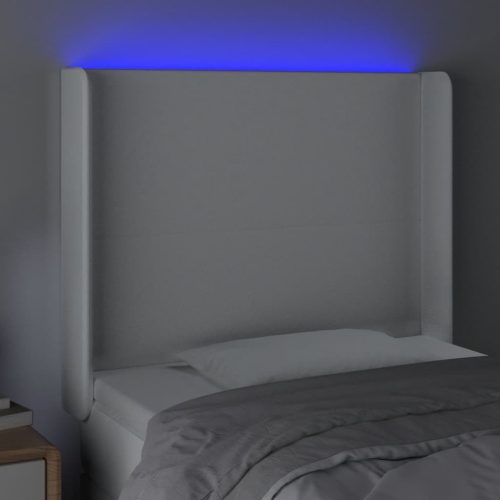  fehér műbőr LED-es fejtámla 103x16x118/128 cm
