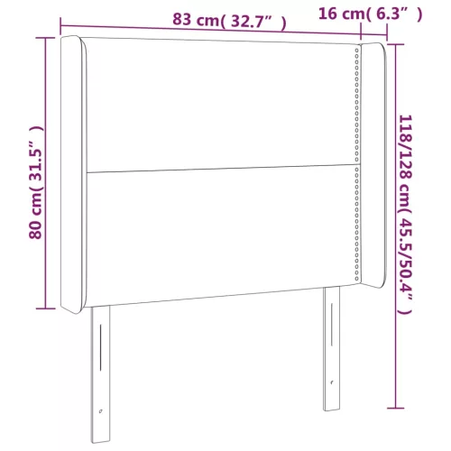  kék szövet LED-es fejtámla 83x16x118/128 cm