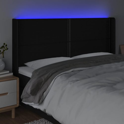  fekete szövet LED-es fejtámla 163x16x118/128 cm
