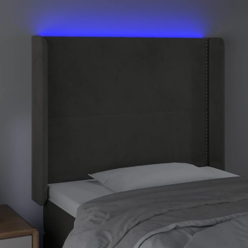  világosszürke bársony LED-es fejtámla 103x16x118/128 cm