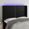  fekete műbőr LED-es fejtámla 147x16x118/128 cm