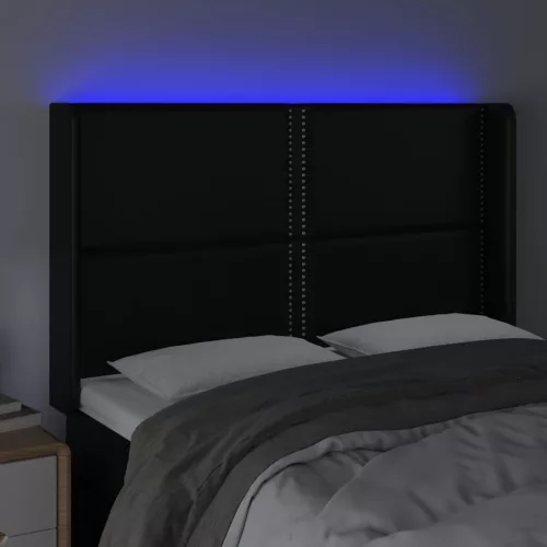  fekete műbőr LED-es fejtámla 147x16x118/128 cm