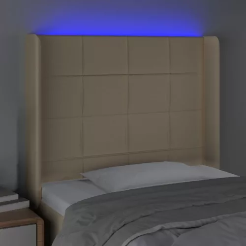  krémszínű szövet LED-es fejtámla 83x16x118/128 cm