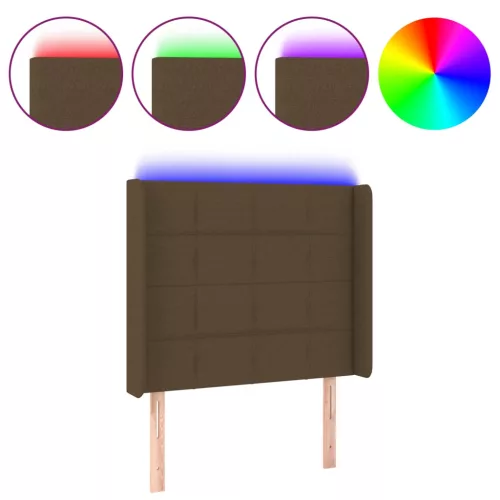  sötétbarna szövet LED-es fejtámla 93x16x118/128 cm