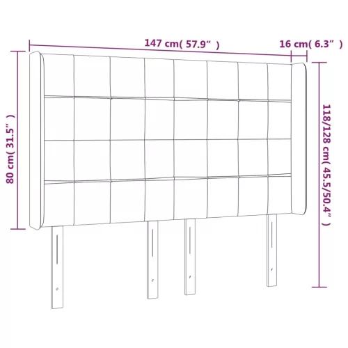  világosszürke szövet LED-es fejtámla 147x16x118/128 cm